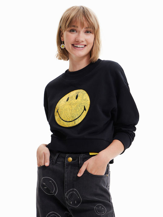 Sweat Smiley Γυναικείο Φούτερ Μαύρο