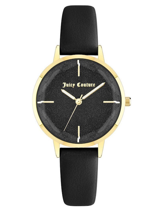 Juicy Couture Γυναικείο Ρολόι 34mm Μπαταρίας με Μαύρο Δερμάτινο Λουράκι