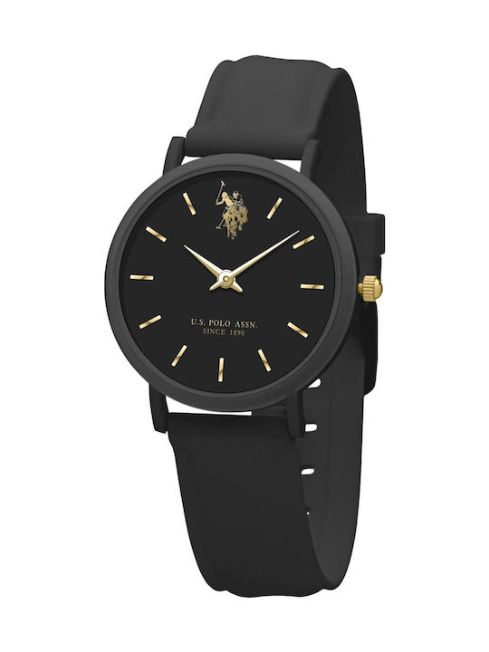 U.S. Polo Assn. Lucy Дамски Часовник с Черен Каучукова Каишка