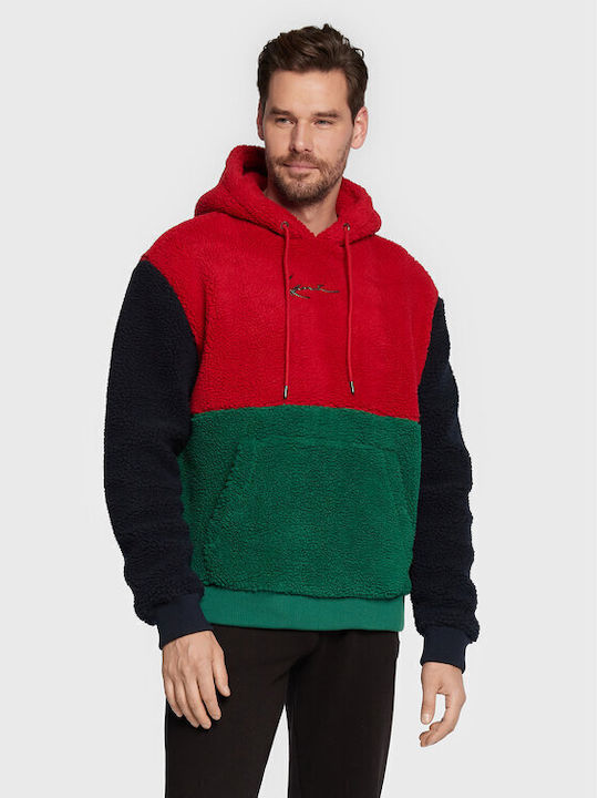 Karl Kani Men's Sweatshirt with Hood and Pockets Red