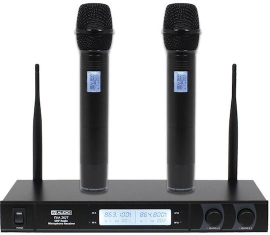 W-Audio RM 30T Twin UHF Handheld Radio (863.1Mhz/864.8Mhz) Set Wireless Microphone Handmade for Vocals
