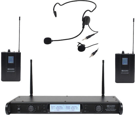 W-Audio DTM 600 Twin Beltpack Diversity (606.0Mhz-614.0Mhz) Set Wireless Microphone Head for Vocals