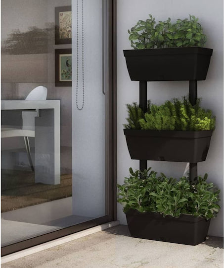 vidaXL Set of 6 Plastic Grey Planter Boxes 100cm