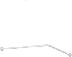 Berilo S3608575 Βέργα Κουρτίνας Μπάνιου Γωνιακή με Βεντούζα από Αλουμίνιο Λευκή 80x80εκ.