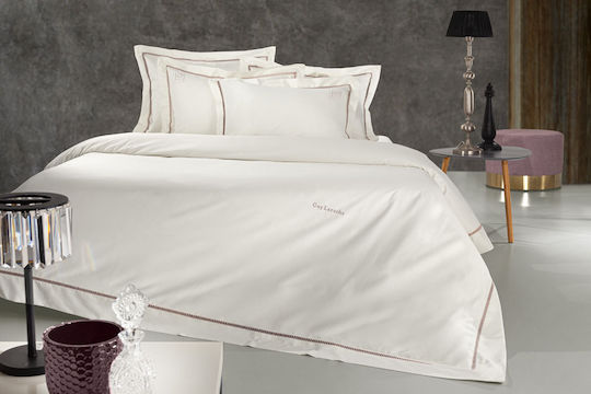 Guy Laroche Duvet Cover Set Cotton Satin Queen with 2 Pillowcases 240x250 Blend Amethyst / Ivory