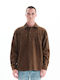 Basehit Men's Shirt Overshirt Long Sleeve Corduroy Brown