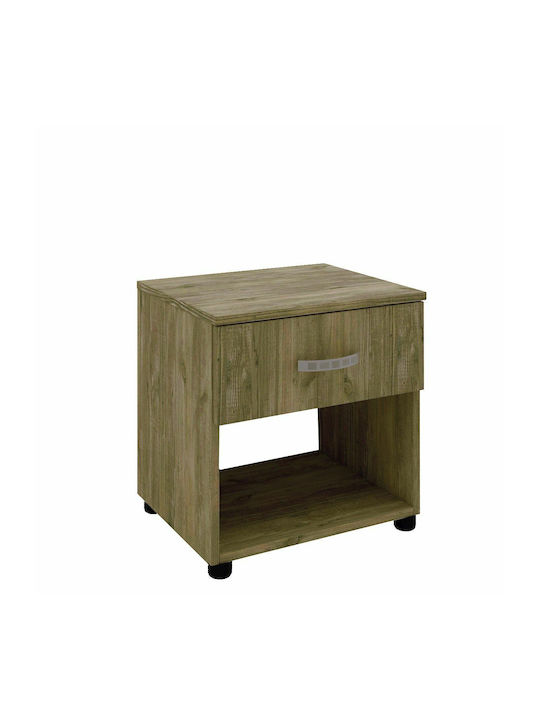 Νέρων Wooden Bedside Table Raw Endgrain Oak 41.5x33x42cm