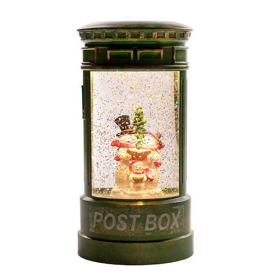 Ornament de Crăciun Cutia poștală Luminat cu Om de Zăpadă 11.6x11.6x23cm 1buc