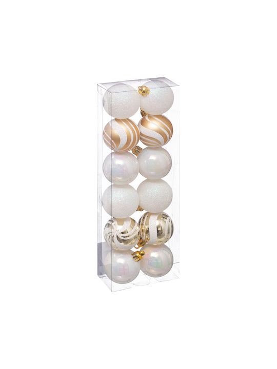 Hanging Ball Ornament Ornament White 4cm Set 12pcs