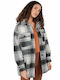 24 Colours Women's Checked Midi Overshirt with Buttons Gray