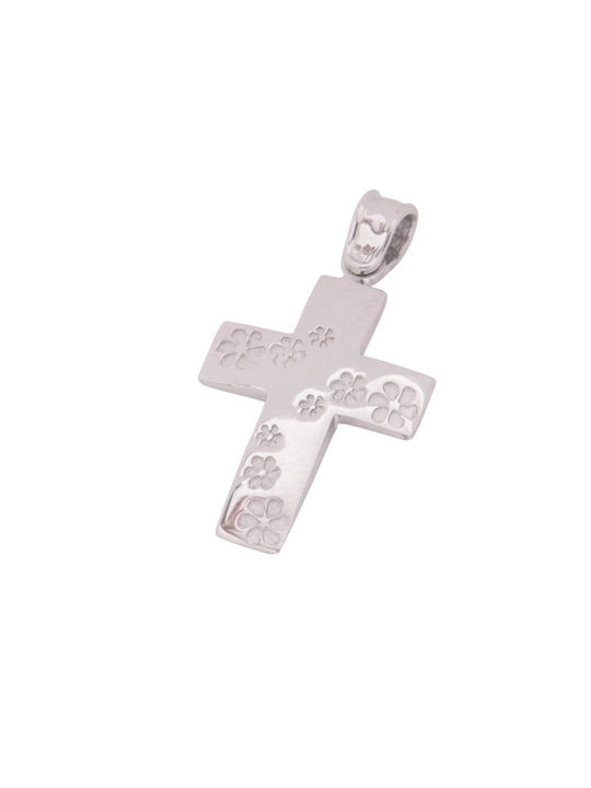 Triantos Men's White Gold Cross 14K