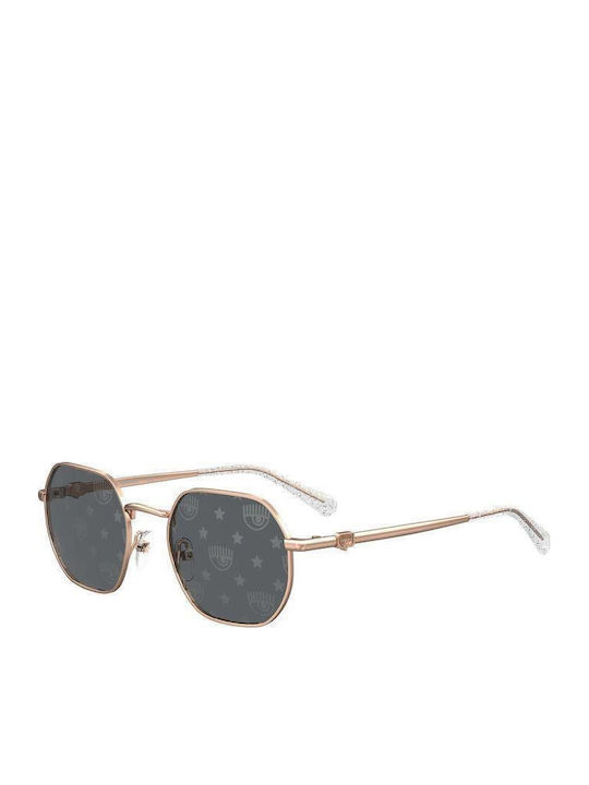Chiara Ferragni Unisex Sunglasses with Gold Metal Frame and Gray Lens CF 1019/S DDB/MD