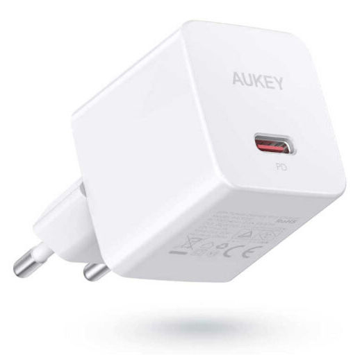 Aukey Încărcător Fără Cablu cu Port USB-C 20W Livrarea energiei Albς (PA-Y20S Minima)