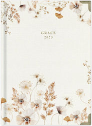 adBook Grace Wildflowers Zilnic Agenda Bej 2023 14x21cm