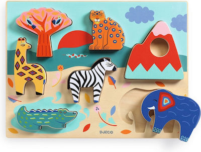 Wooden Kids Peg Puzzle Ζωάκια της Σαβάνας 7pcs Djeco