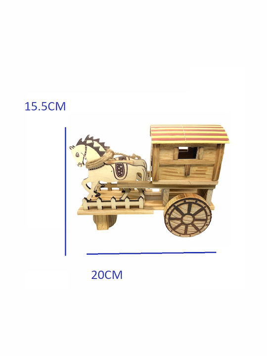 Weihnachtliche Holz Figur Unterschrift Braun Länge 20cm Melody Horse Wagon