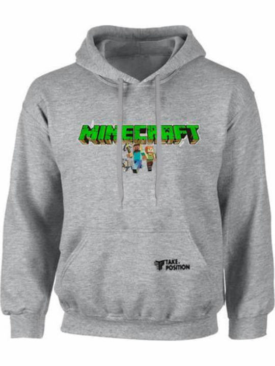 Kinder-Sweatshirt mit Kapuze und Taschen Gray Classic Minecraft Ii