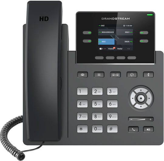 Grandstream GRP2612G Ενσύρματο Τηλέφωνο IP 2 γραμμών Μαύρο