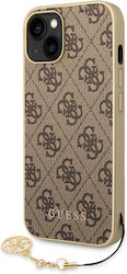 Guess 4G Charms Umschlag Rückseite Synthetisch Braun (iPhone 14) GUHCP14SGF4GBR