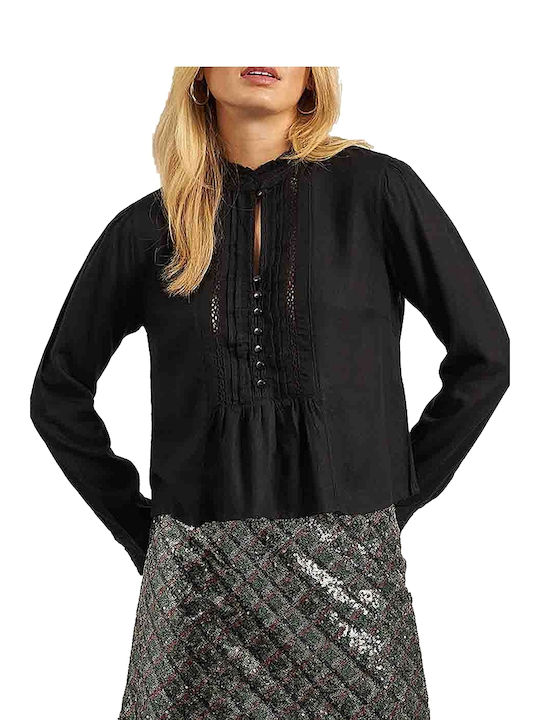 Attrattivo Women's Blouse Long Sleeve Black