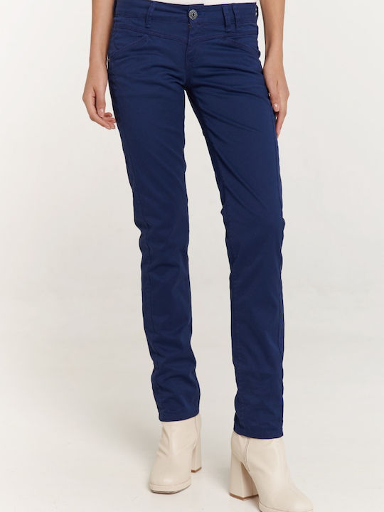 Edward Jeans Ethel Γυναικείο Υφασμάτινο Παντελόνι Navy Μπλε