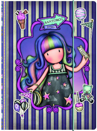 Santoro Folder with Rubber Band and Ears for Paper A4 Purple Up and Away