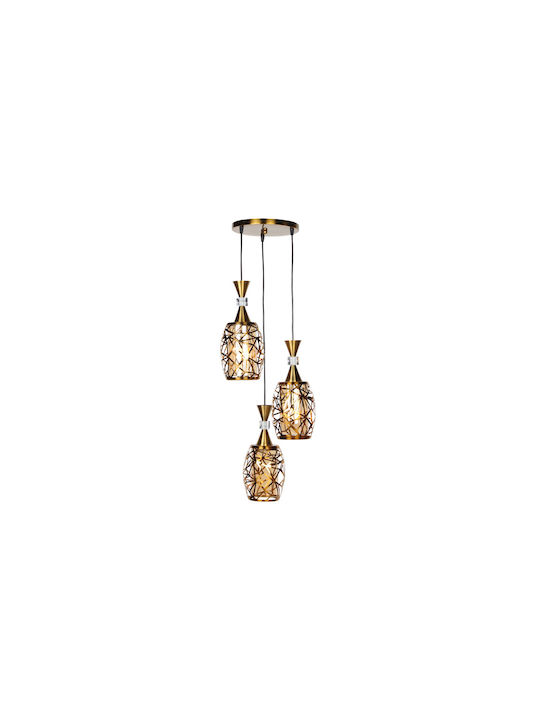 Keskor Pendant Light Three-Light Grid for Socket E27 Bronze