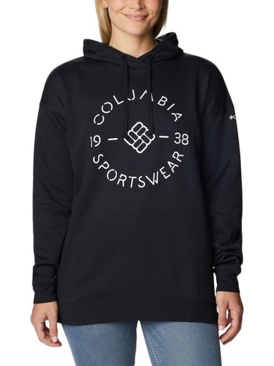 Long Women's Sweatshirt Hooded Black