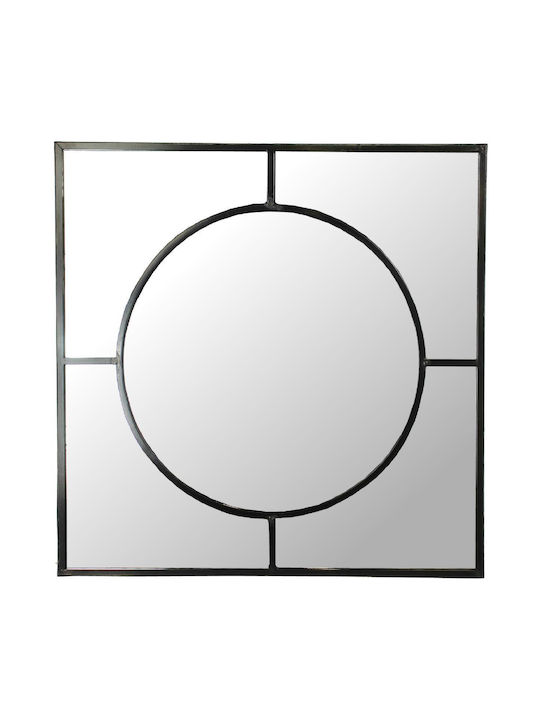 Zaros Oglindă de Perete cu Negru Ramă din Metalic 77x77cm 1buc