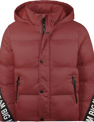 Energiers Kids Quilted Jacket short with Lining & Protection Hood Burgundy