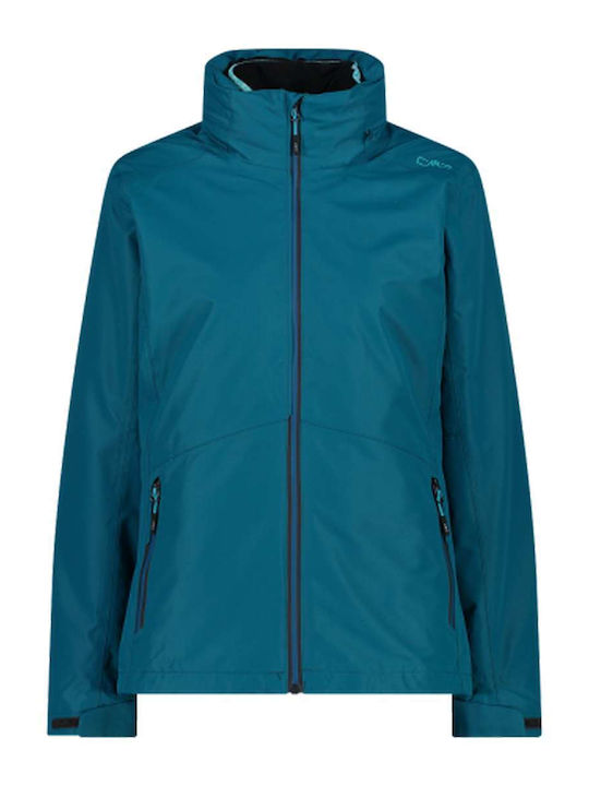 CMP Women's Short Sports Jacket Waterproof and Windproof for Winter Blue 32Z1436D-M916