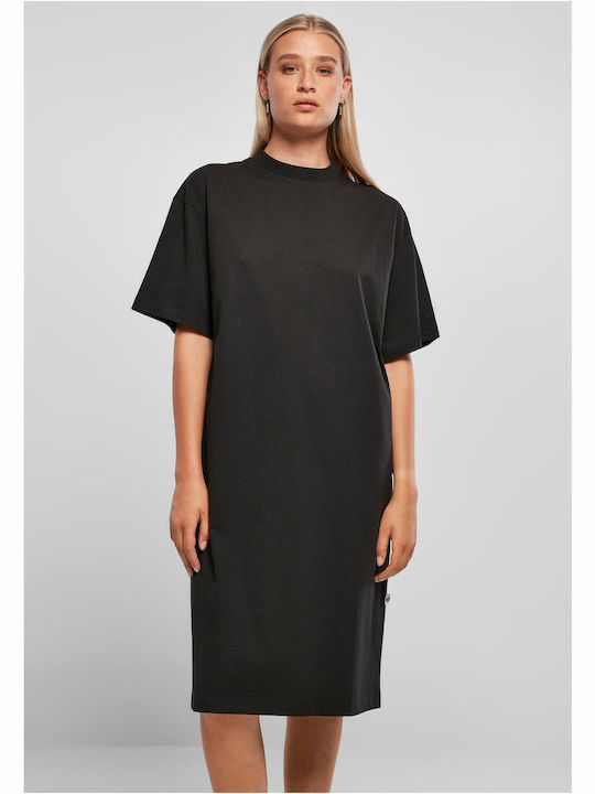 Summer Midi Athletic T-Shirt Short Sleeve Black Dress