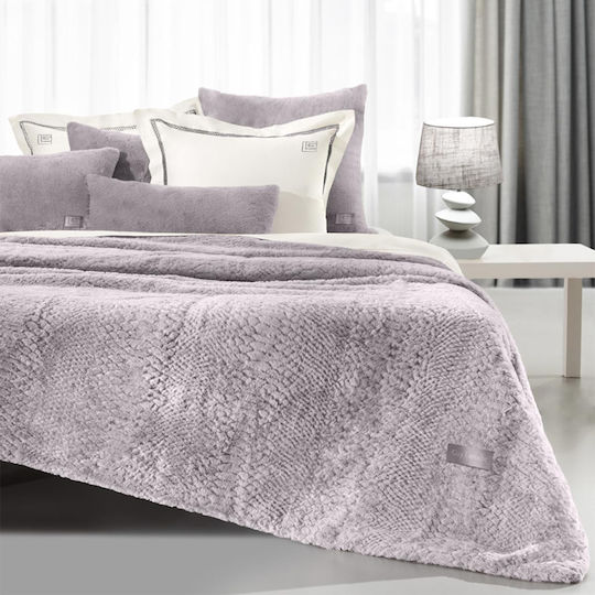 Guy Laroche Crusty Furry Double Blanket Set 220x240cm Melanze