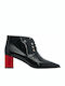 Women's Patent Leather Oxford Boots with Medium Heel Black