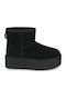 Classic Mini Platform Suede Дамски Ботуши с Козина Черни