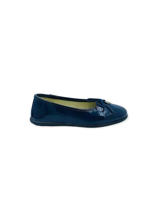 Conguitos Kids Patent Leather Ballerinas Blue