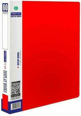 Metron Clipboard Flexible with 60 plastic sleeves Slides for Paper A4 Red 1pcs 907.60.R