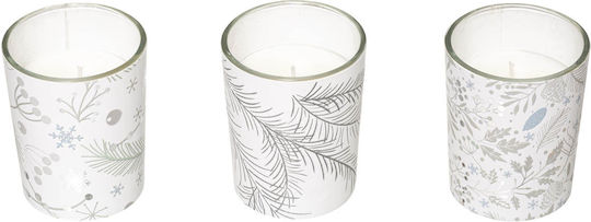A-S Christmas Glass White Candle 3pcs