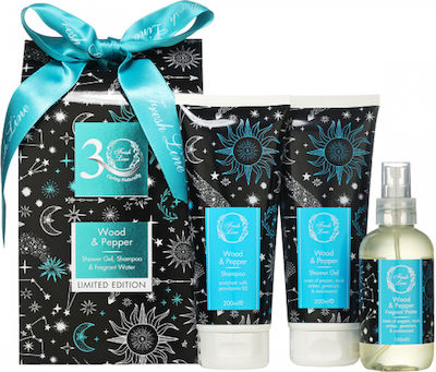 Fresh Line Wood & Pepper Skin Care Set for Cleaning Body Cleaning with Bubble Bath & Shampoo