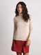 Damen Langarm Pullover Rollkragen Beige