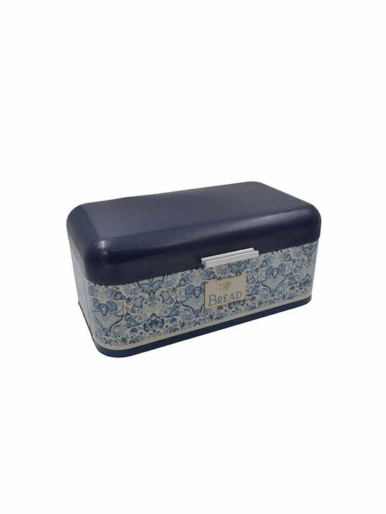 Sidirela Metallic Bread Box with Lid Blue E-4210 37x21x16cm