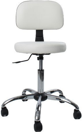 Wheeled Stool with Backrest White