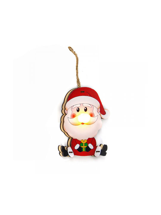 Weihnachtsmann Hängender Weihnachtsmann Ornament Hölzern Mehrfarbig Beleuchtet 10x10cm