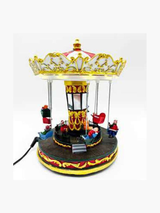 Aca Christmas Illuminated Decorative Carousel with Battery with Music and Movement 25.5x20.5x20.5cm.