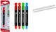 Madrid Papel Eraser for Pencil and Pen with 2 Replacement Erasers (Μiscellaneous colours) 1pcs