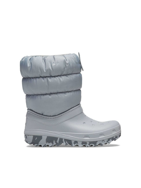 Crocs Classic Neo Puff Kids Snow Boots Gray