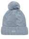 Cable Knit Bobble Pom Pom Beanie Γυναικείος Σκούφος με Πλεξούδες Soft Blue Tweed