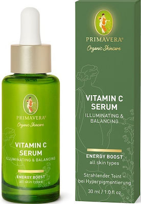 Primavera Energy Boost Serum Gesicht mit Vitamin C für Glanz & Aufhellung 30ml