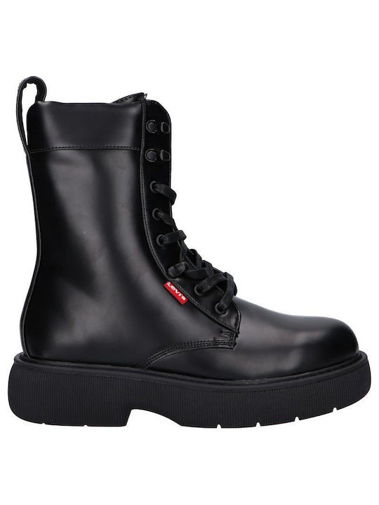 Levi's Kids Military Boots with Lace Black