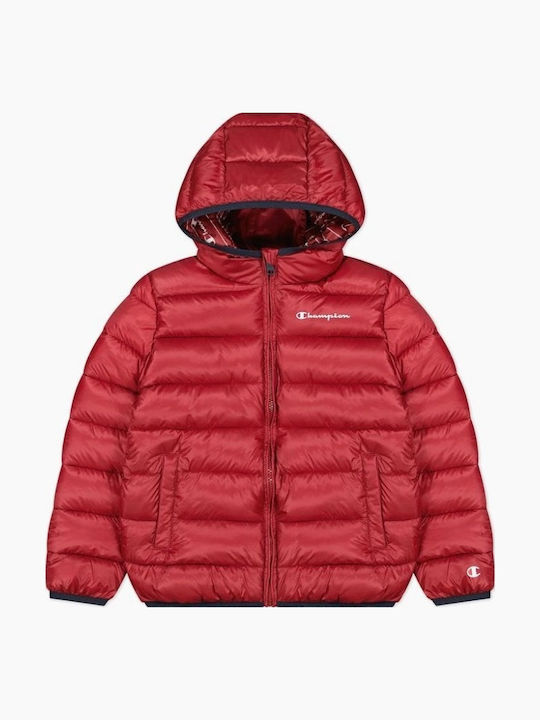 Champion Kinder Steppjacke Kurz mit Kapuze Rot